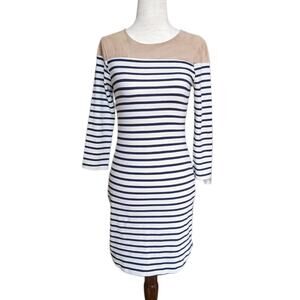Monteau Los Angeles Striped Jersey Dress with Faux Suede Accents